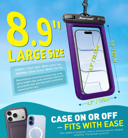 Waterproof Phone Pouch (2-Pack Black & Deep Purple)
