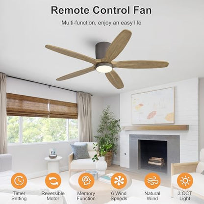 54" Flush Mount Ceiling Fan with Light