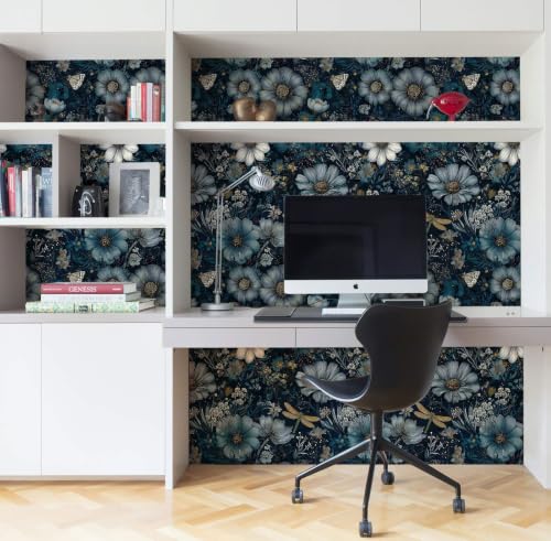 Dark Floral Peel and Stick Wallpaper
