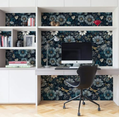 Dark Floral Peel and Stick Wallpaper