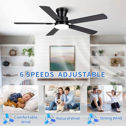 52in Low Profile Ceiling Fans with Lights