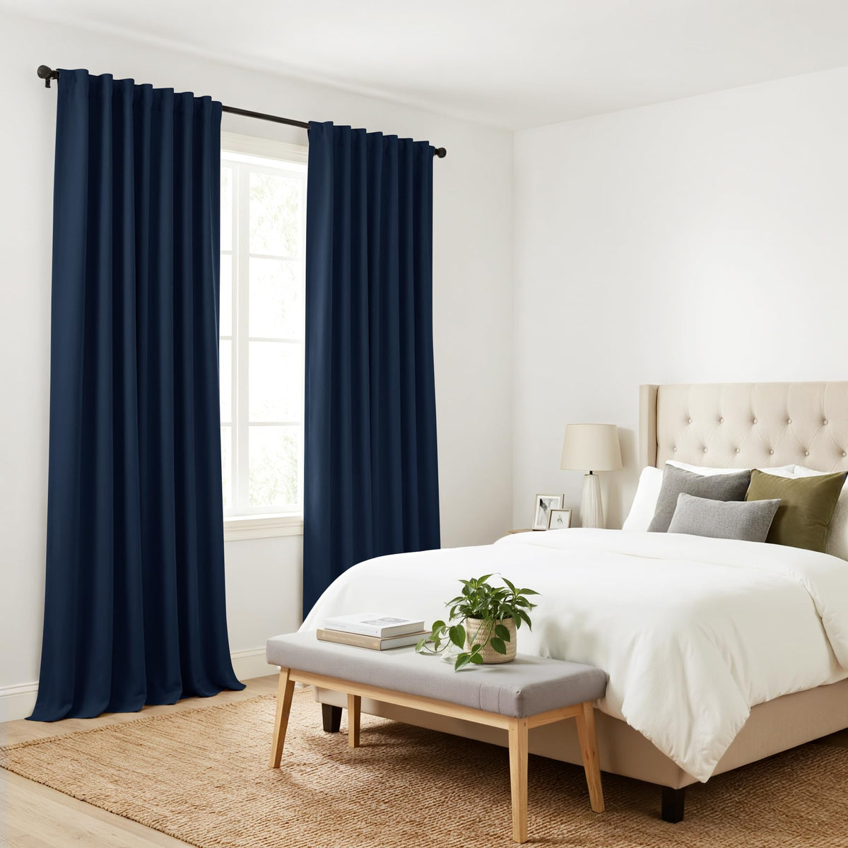 Navy Blue Blackout Curtains 90 inch Length 2 Panels Set (Navy Blue / 42"W x 90"L (Pack of 2))