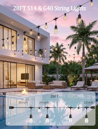 28Ft Outdoor String Lights