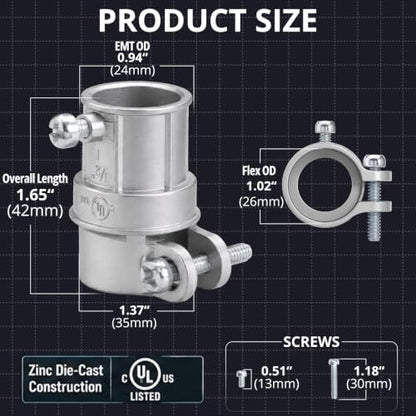 Squeeze EMT to Flex Combination Coupling