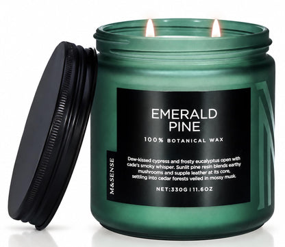 Emerald Pine Scented Christmas Candles Non Toxic 11.6Oz Soy Wax 70H (Medium Jar / EmeraldPine)
