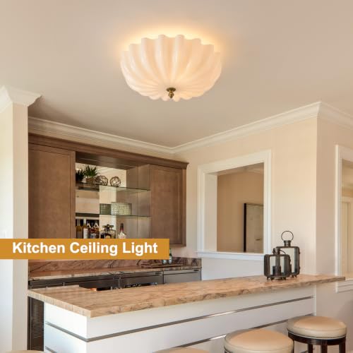 Milk Glass Ceiling Light Flush Mount Flower Shade 3