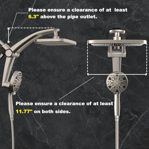 12 Inch High Pressure Rain Shower Head with Handheld Spray Combo (Brushed Nickel)