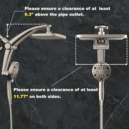 12 Inch High Pressure Rain Shower Head with Handheld Spray Combo (Brushed Nickel)