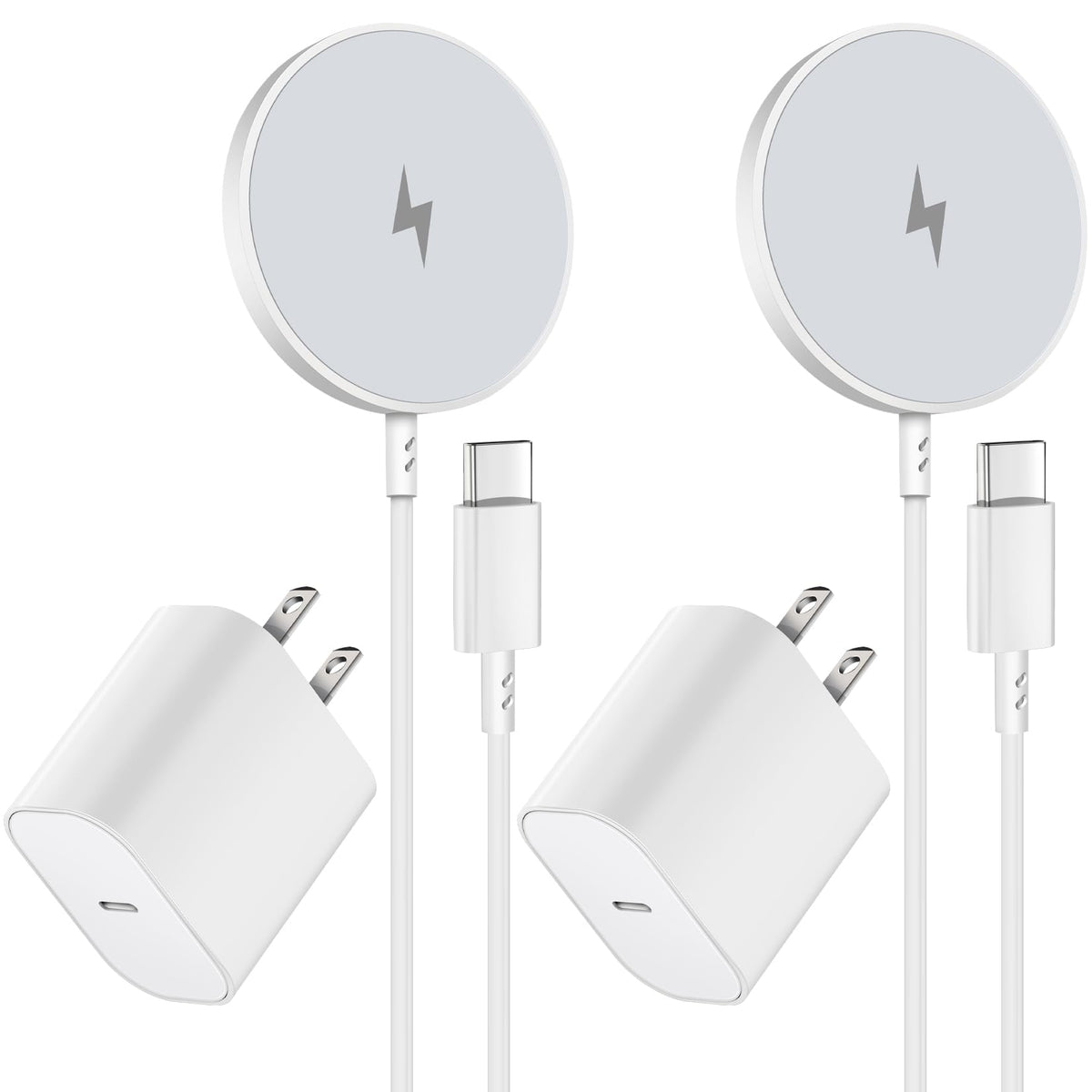 Magnetic Wireless Charger for iPhone 16 15 Wireless Charging (White-2Pack)