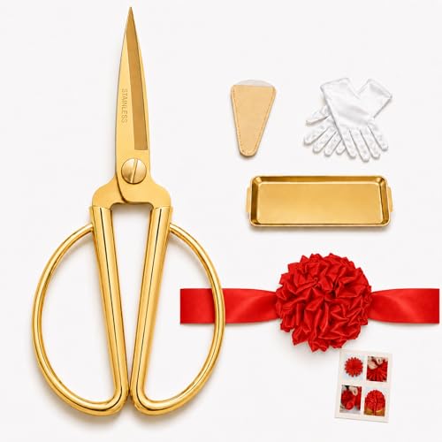 Grand Opening Ribbon Cutting Kit with Gold Stainless Steel Scissors