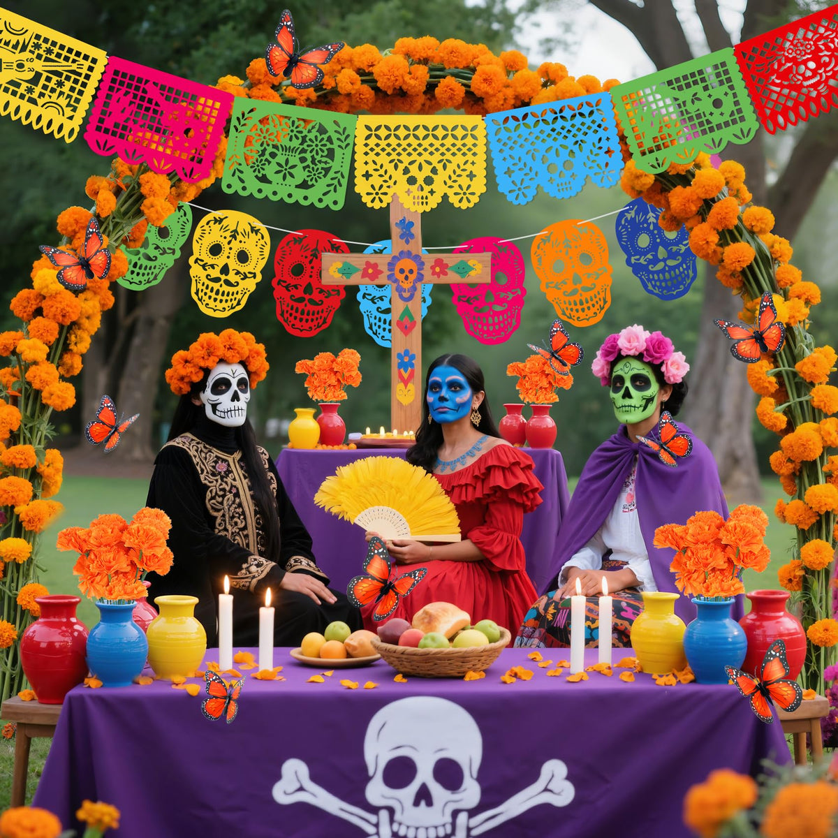 60Pcs Day of the Dead Decor (Orange)