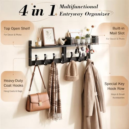 Coat Rack Wall Mount with Shelf