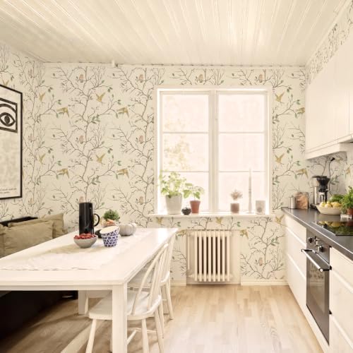 Peel and Stick Wallpaper Floral Birds Contact Paper Removable Self