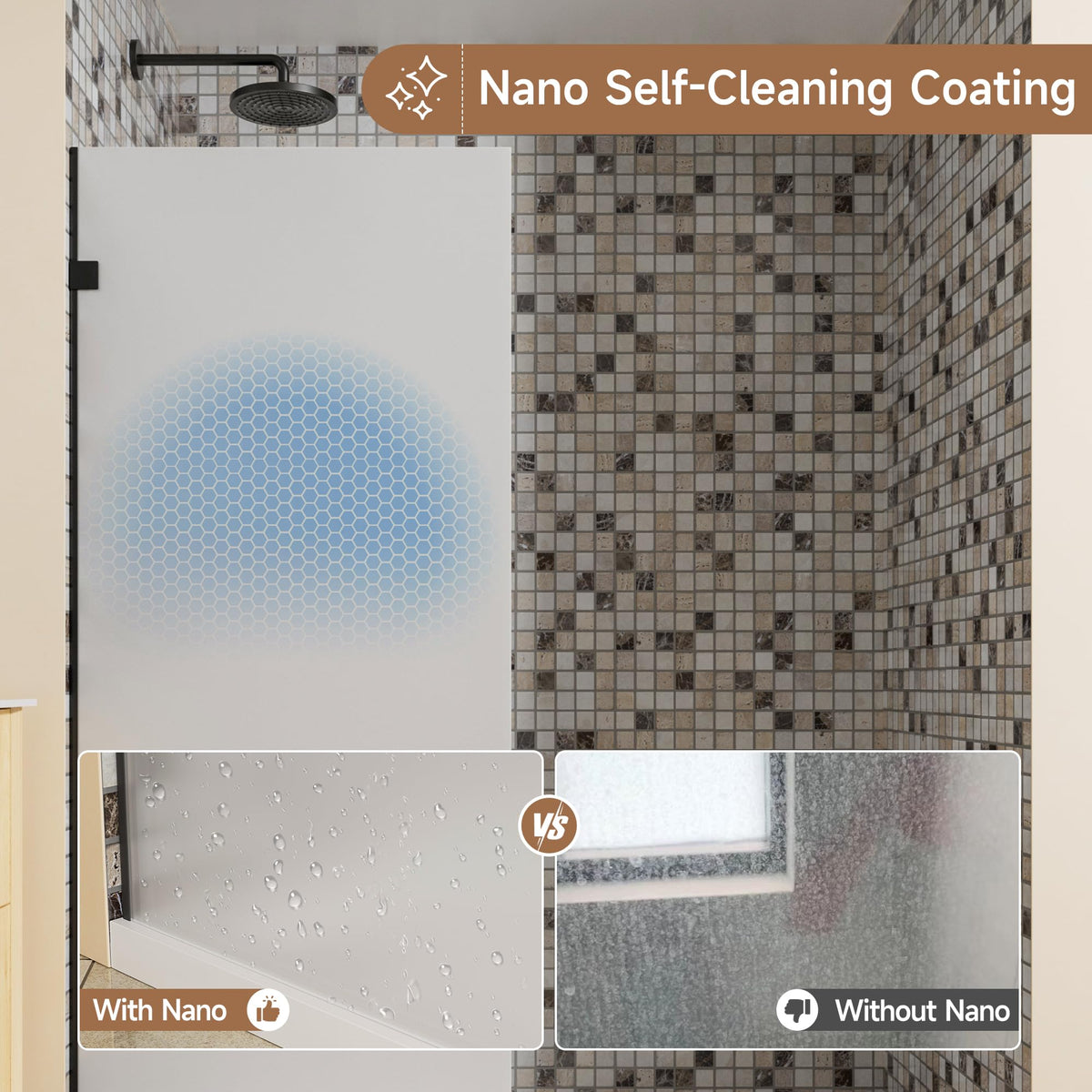 Glass Shower Door (Matte Black - Frosted / 30"W x 72"H - 10mm)