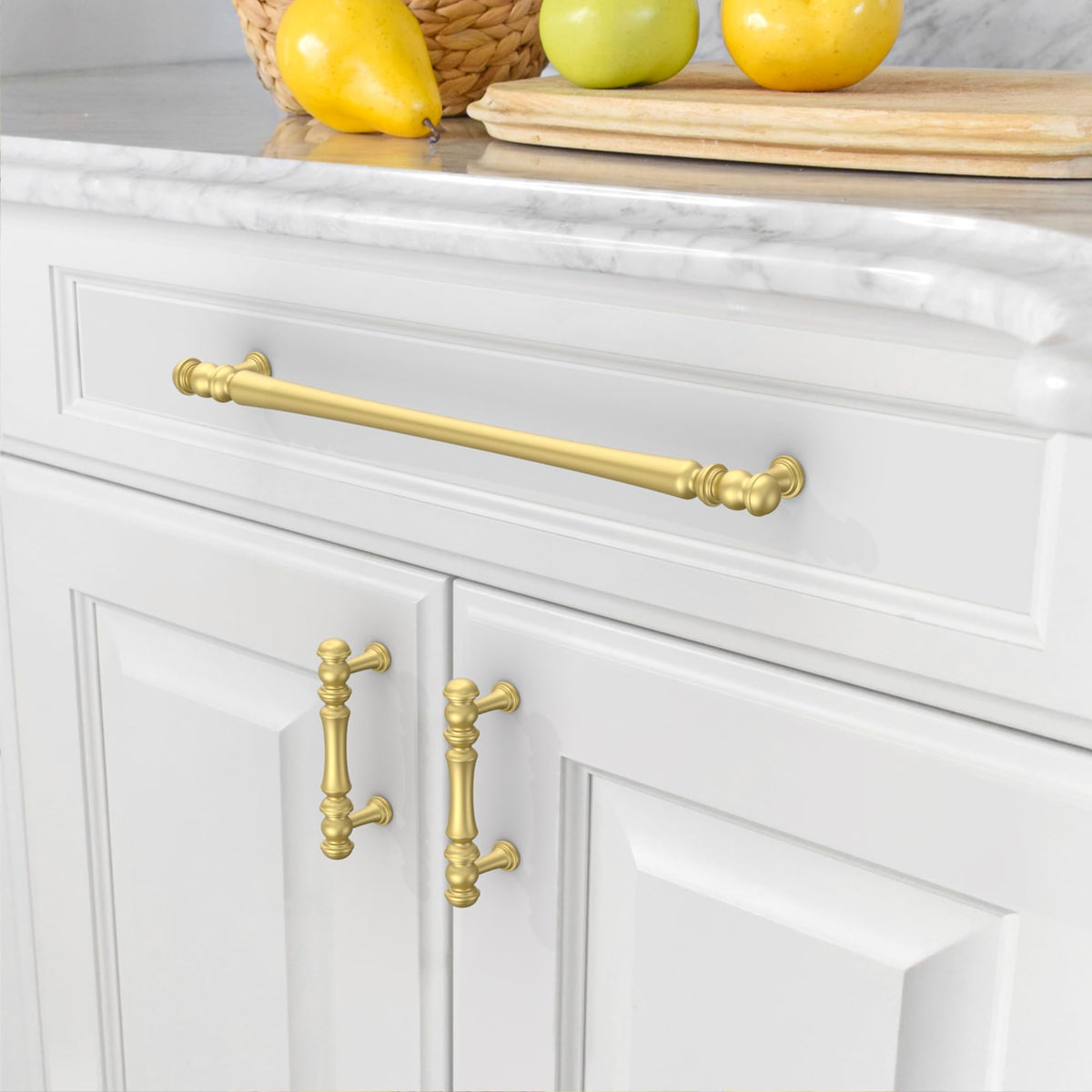 10 Pack Heavy Duty Solid Zinc Alloy Brushed Gold Cabinet Pulls (Brushed Gold / 10"/254MM Hole Center)