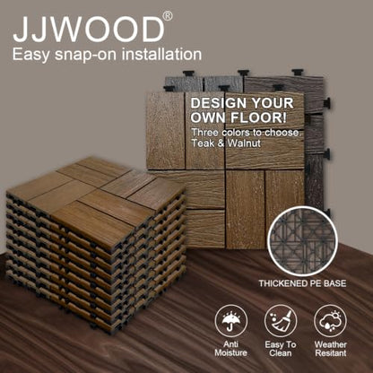 9 Pcs Wood Interlocking Deck Tiles