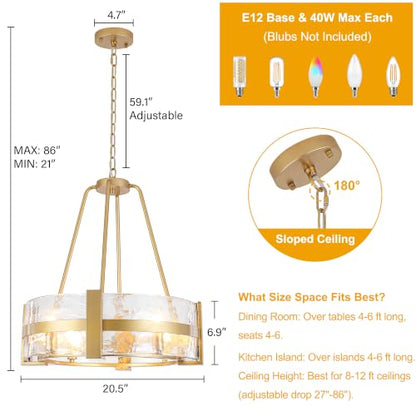 20.5" Glass Dining Room Chandeliers Modern