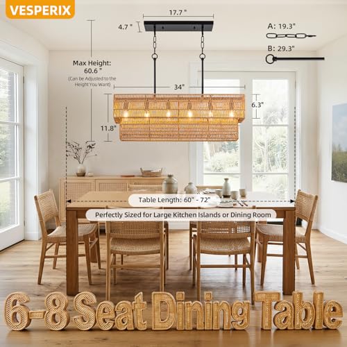 Large Rattan Chandelier