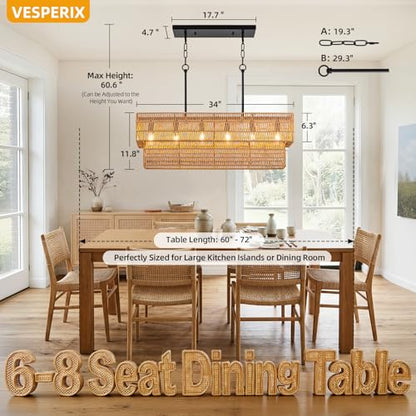 Large Rattan Chandelier