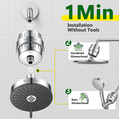 Shower Filter for Hard Water & Shower Water Softener (Silvery white)