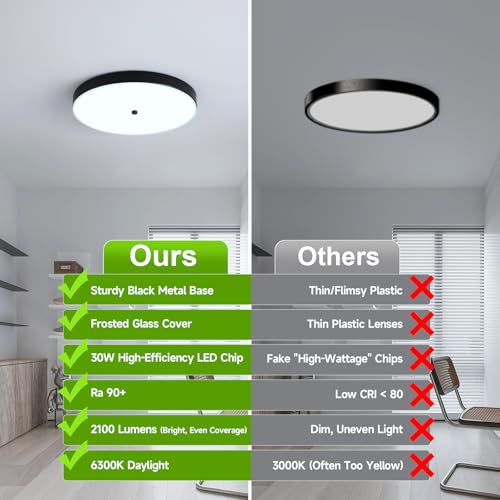 12" Black Flush Mount Ceiling Light Fixture