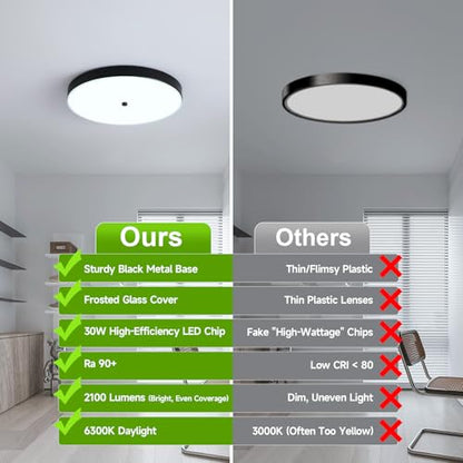 12" Black Flush Mount Ceiling Light Fixture