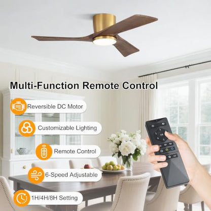 42 Inch Ceiling Fan with Light and Remote (Gold/Walnut / 42")