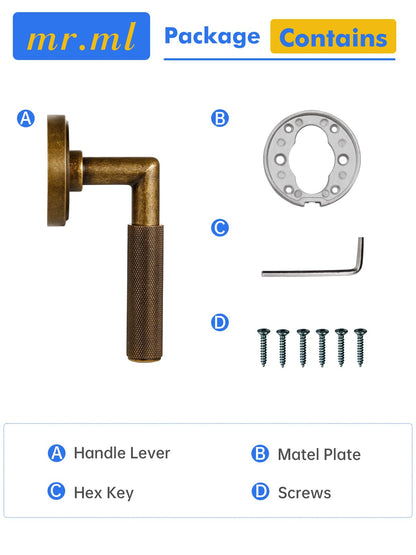 Knurled Door Lever Antique Brass Retro Double Dummy Door Lever (Antique Brass Retro)