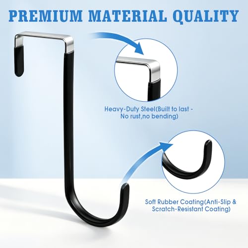 Over The Door Hooks 3 Pack Door Hanger Hooks with Rubber Liner