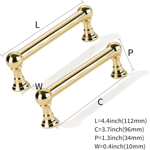 5 Pack 3-3/4 inch Solid Handles Real Unlacquered Brass Cabinet Pulls (Unlacquered Brass / 3-3/4 Inch)