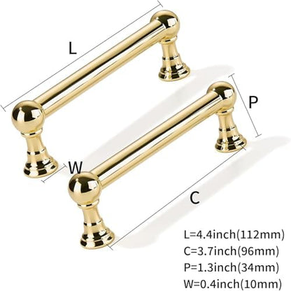 5 Pack 3-3/4 inch Solid Handles Real Unlacquered Brass Cabinet Pulls (Unlacquered Brass / 3-3/4 Inch)