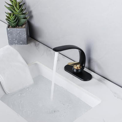 Black Gold Single Hole Brass Bathroom Sink Faucets