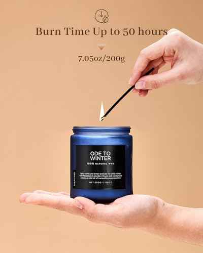Ode to Winter Scented Candle for Home Natural Soy Wax Non Toxic Cotton Wick Winter Scent (Small Jar / Ode To Winter)