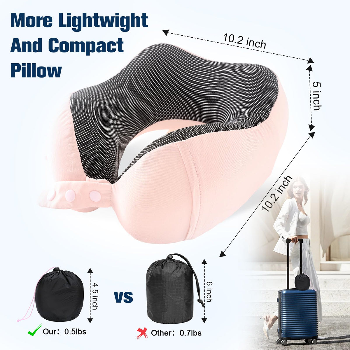 Neck Pillow for Traveling (Light Pink)