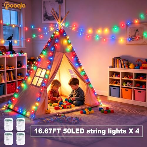 4 Pack String Lights Battery Operated (50 LED x4 / Colorful)