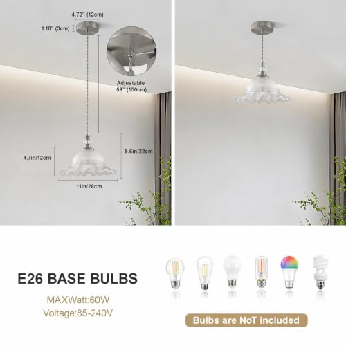 1 Pack Vintage Crystal Pendant Light Fixtures