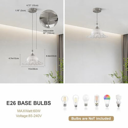1 Pack Vintage Crystal Pendant Light Fixtures