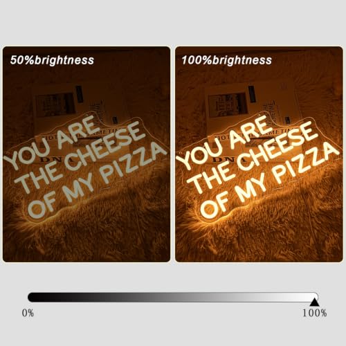 You Are The Cheese of My Pizza Neon Sign for Wall Decor Pizza Neon Light Dimmable Warm White LED Sign Letter Neon Light for Pizza Shop (You Are The Cheese Of My Pizza)