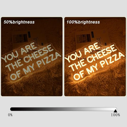 You Are The Cheese of My Pizza Neon Sign for Wall Decor Pizza Neon Light Dimmable Warm White LED Sign Letter Neon Light for Pizza Shop (You Are The Cheese Of My Pizza)