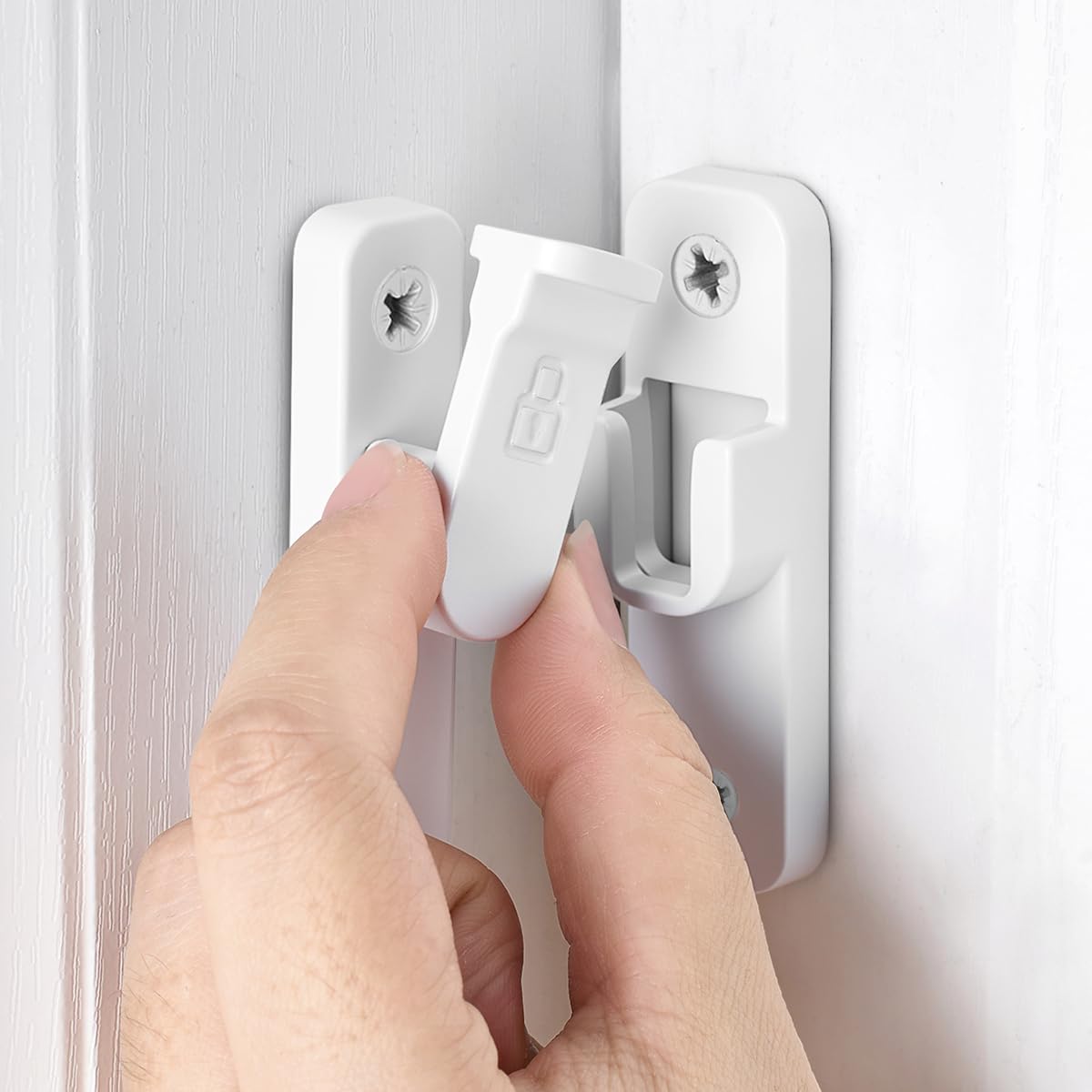 2 Pcs White 90 Degree Right Angle Barn Door Latches (White)