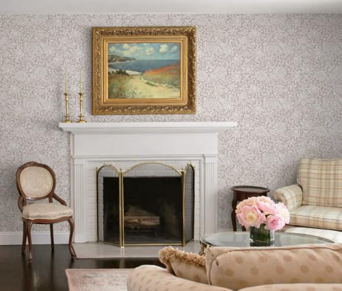 Floral Peel and Stick Wallpaper Beige William Morris Contact Paper (Beige / 17.3" x 196")