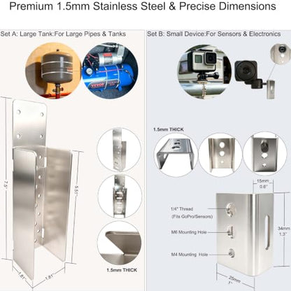 Heavy Duty 1.2mm Stainless Steel Expansion Tank Bracket & Camera Mount Kit