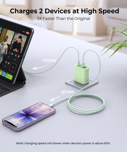 2 Pack] 40W USB C Fast Charger Block (2Pack PM Green / 40W)