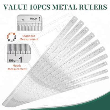 Metal Ruler 10 Pack with Inch