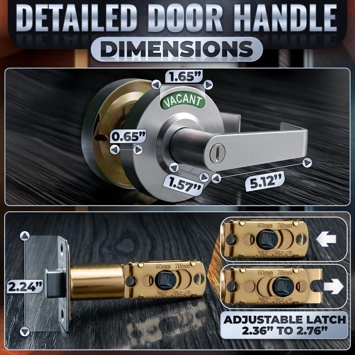 Vacant Occupied Bathroom Lock (Silver Light)