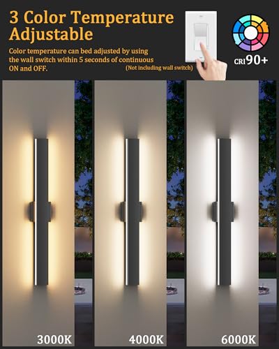 2 Pack 3 Colors Outdoor Wall Light