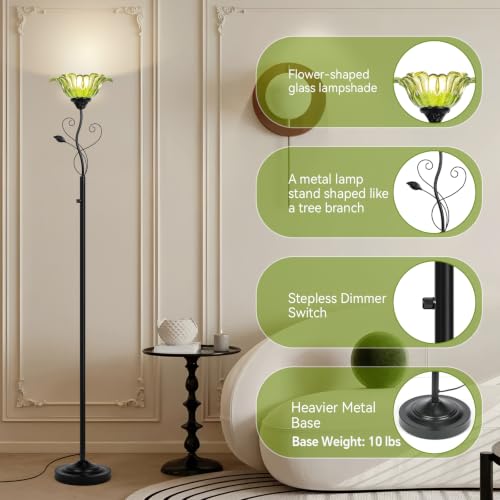 Floor Lamp for Living Room Vintage Uplighter with Rotary Dimmer Switch