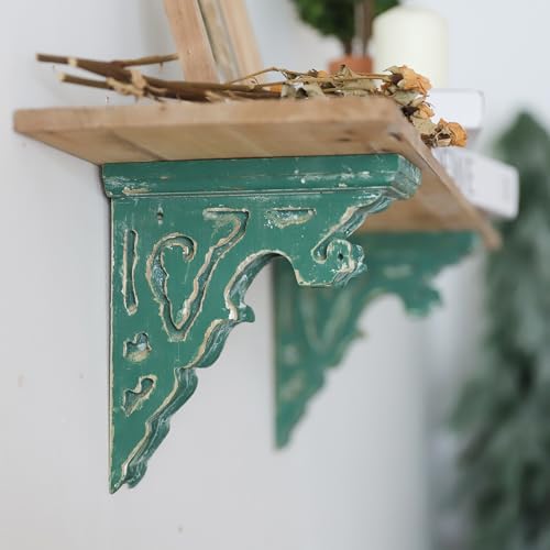 Corbels for Shelves Wood Corbels Decorative Set of 2 (Green)