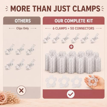 6 Pack Large Balloon Arch Clips with 50 Pcs Balloon Clips for Backdrop