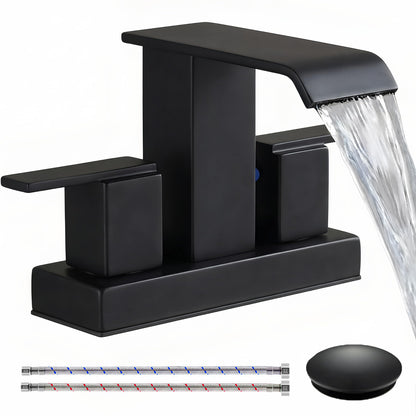 Matte Black Bathroom Faucets (Modern Centerset - 4" / Matte Black)